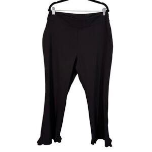INC International Concepts Pants Womens 14 Ruffle Pull On Workwear Stretch Black